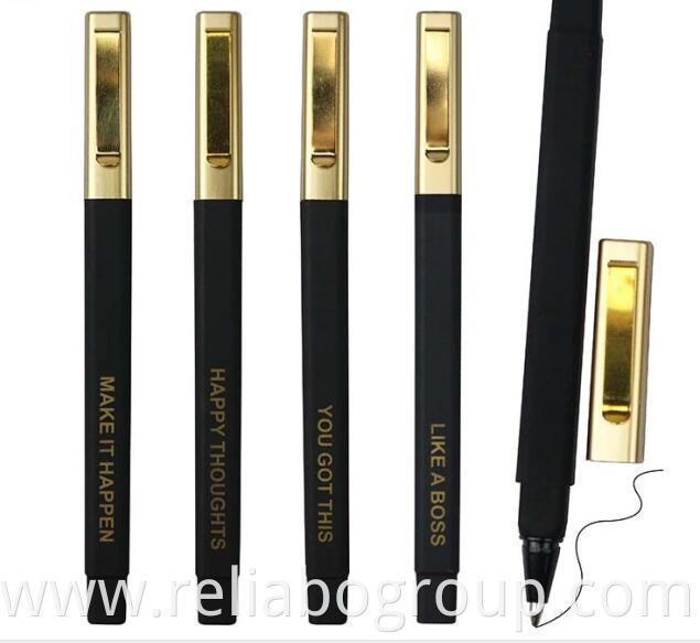 High quality luxury gold clip rubber square hotel ball pen with custom logo